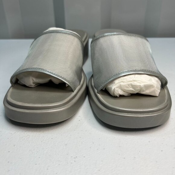 Ralph Lauren Astra Silver Mesh BTM Slides Women Size 7.5 B Y2K Sandals Summer - Picture 3 of 10